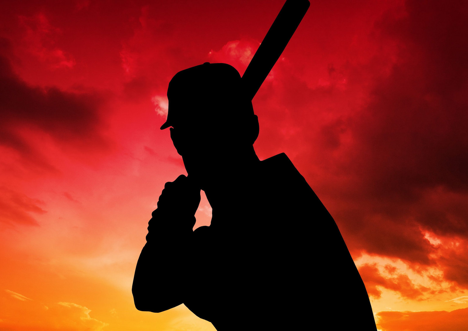 Sunset with baseball player silhouette
